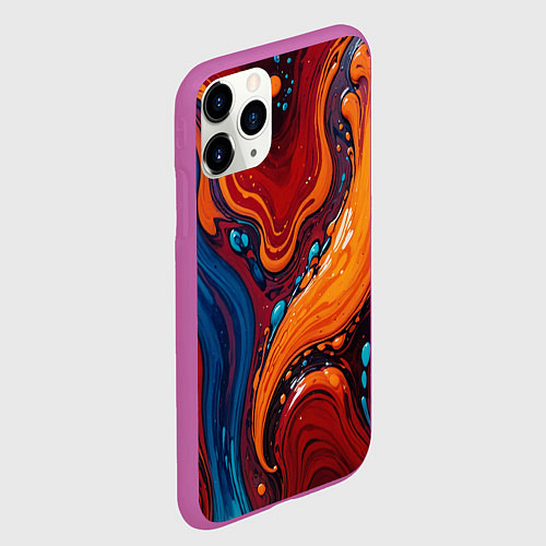Чехол iPhone 11 Pro матовый Пламя и синева / 3D-Фиолетовый – фото 2