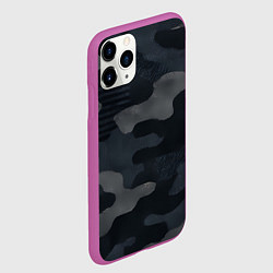 Чехол iPhone 11 Pro матовый Текстура - камуфляжная синяя ткань, цвет: 3D-фиолетовый — фото 2