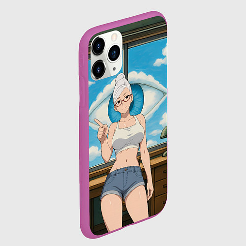 Чехол iPhone 11 Pro матовый Dandadan Seiko в комнате указывает / 3D-Фиолетовый – фото 2