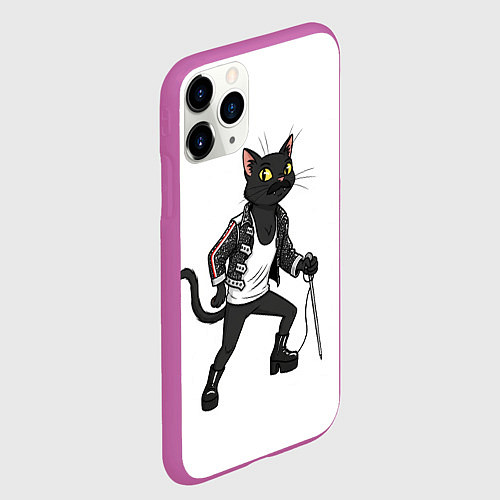 Чехол iPhone 11 Pro матовый Кот - Фредди Меркьюри / 3D-Фиолетовый – фото 2
