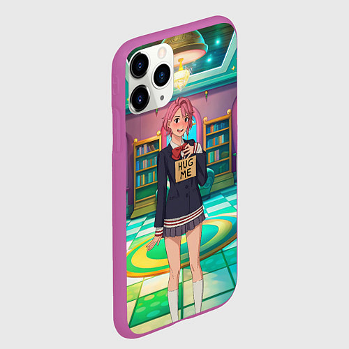 Чехол iPhone 11 Pro матовый Дандадан Сиратори Айра хочет обнимашек / 3D-Фиолетовый – фото 2