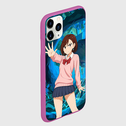 Чехол iPhone 11 Pro матовый Сиратори Айра - знак стоп / 3D-Фиолетовый – фото 2