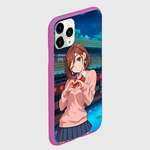 Чехол iPhone 11 Pro матовый Милашка Сиратори Айра Дандадан / 3D-Фиолетовый – фото 2