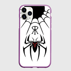 Чехол iPhone 11 Pro матовый Паук на белом - the web of Fate, цвет: 3D-фиолетовый