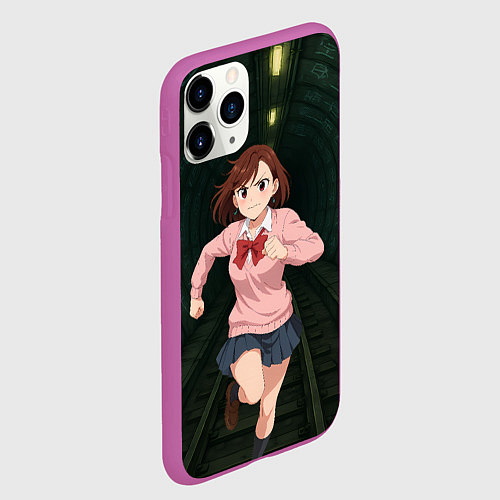 Чехол iPhone 11 Pro матовый Сиратори Айра бежит в туннеле / 3D-Фиолетовый – фото 2