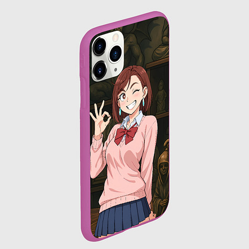 Чехол iPhone 11 Pro матовый Сиратори Айра - знак ок / 3D-Фиолетовый – фото 2