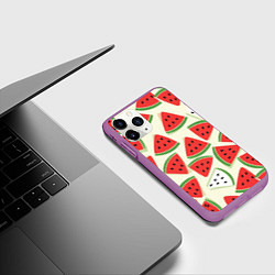 Чехол iPhone 11 Pro матовый Арбузный паттерн, цвет: 3D-фиолетовый — фото 2