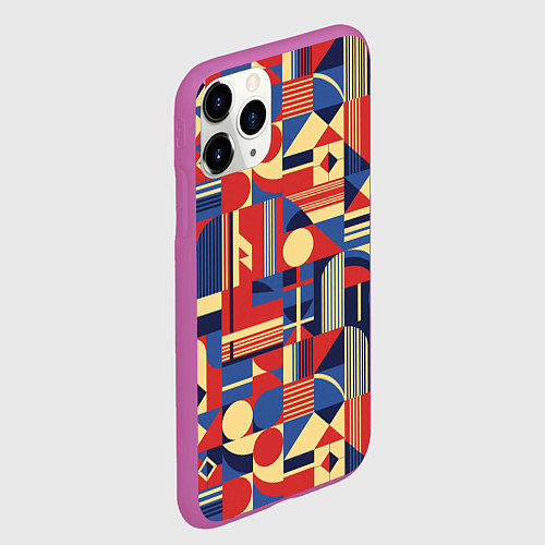Чехол iPhone 11 Pro матовый Геометрический карнавал / 3D-Фиолетовый – фото 2
