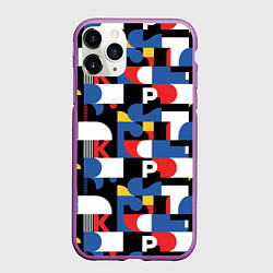Чехол iPhone 11 Pro матовый Геометрия букв, цвет: 3D-фиолетовый
