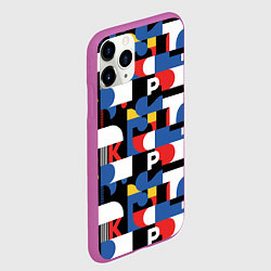 Чехол iPhone 11 Pro матовый Геометрия букв, цвет: 3D-фиолетовый — фото 2