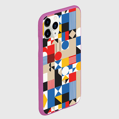 Чехол iPhone 11 Pro матовый Геометрический балаган / 3D-Фиолетовый – фото 2