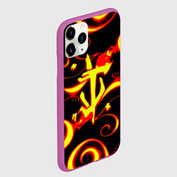 Чехол iPhone 11 Pro матовый Doom dragon steel fire, цвет: 3D-фиолетовый — фото 2