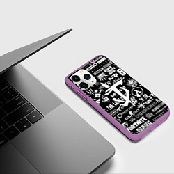 Чехол iPhone 11 Pro матовый Doom логотипы всех игр, цвет: 3D-фиолетовый — фото 2