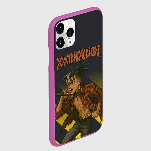 Чехол iPhone 11 Pro матовый XXXTentacion с микрофоном в аниме стиле / 3D-Фиолетовый – фото 2