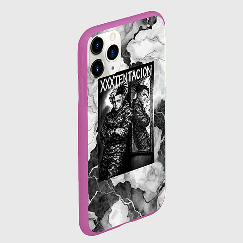 Чехол iPhone 11 Pro матовый XXXTentacion облокотился об зеркало / 3D-Фиолетовый – фото 2