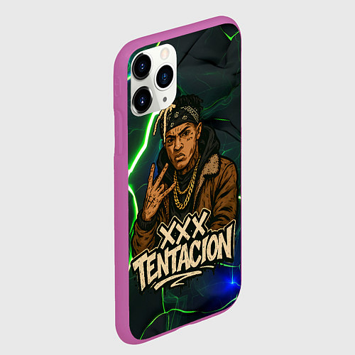 Чехол iPhone 11 Pro матовый XXXTentacion anime style / 3D-Фиолетовый – фото 2