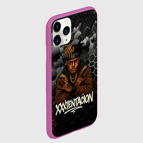 Чехол iPhone 11 Pro матовый XXXTentacion со скрещенными руками / 3D-Фиолетовый – фото 2