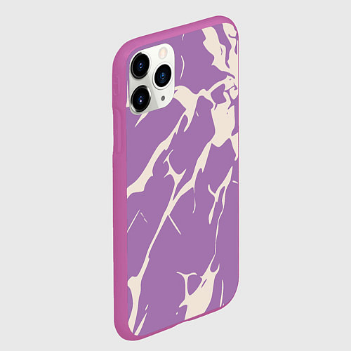 Чехол iPhone 11 Pro матовый Разломы на лиловом / 3D-Фиолетовый – фото 2