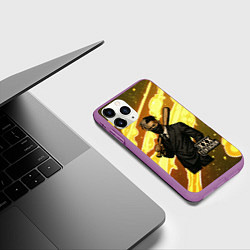 Чехол iPhone 11 Pro матовый XXXTentacion в пиджаке с битой, цвет: 3D-фиолетовый — фото 2