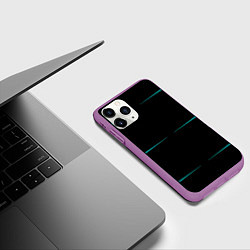 Чехол iPhone 11 Pro матовый Color black blue stripes, цвет: 3D-фиолетовый — фото 2