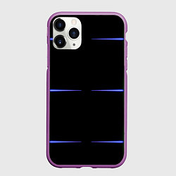 Чехол iPhone 11 Pro матовый Color black green purple stripes, цвет: 3D-фиолетовый