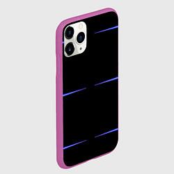Чехол iPhone 11 Pro матовый Color black green purple stripes, цвет: 3D-фиолетовый — фото 2