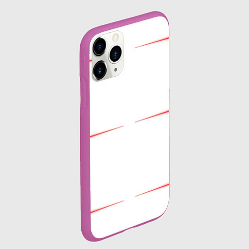Чехол iPhone 11 Pro матовый Color white red stripes / 3D-Фиолетовый – фото 2