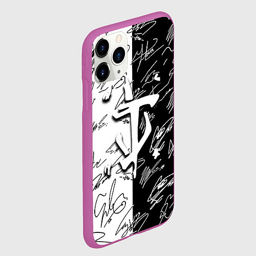 Чехол iPhone 11 Pro матовый Doom автографы / 3D-Фиолетовый – фото 2