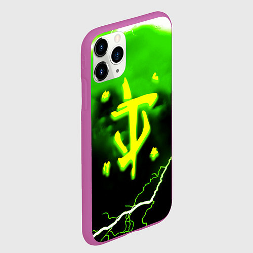 Чехол iPhone 11 Pro матовый Doom шторм кислотное лого / 3D-Фиолетовый – фото 2