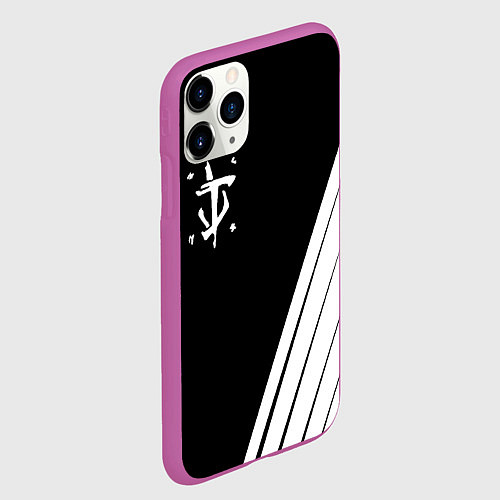 Чехол iPhone 11 Pro матовый Doom white geometry / 3D-Фиолетовый – фото 2
