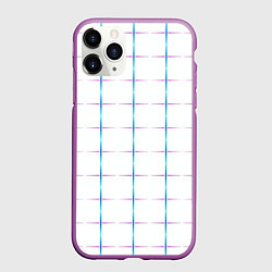 Чехол iPhone 11 Pro матовый Color white blue stripes, цвет: 3D-фиолетовый