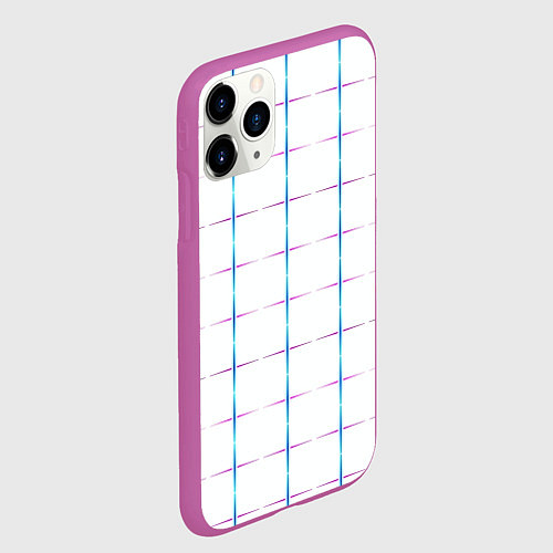 Чехол iPhone 11 Pro матовый Color white blue stripes / 3D-Фиолетовый – фото 2