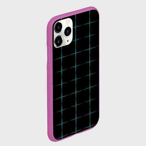 Чехол iPhone 11 Pro матовый Color black blue crosses / 3D-Фиолетовый – фото 2