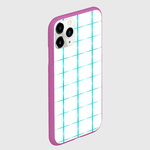 Чехол iPhone 11 Pro матовый Color white light blue crosses / 3D-Фиолетовый – фото 2