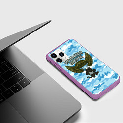 Чехол iPhone 11 Pro матовый Крылатая пехота - пантера, цвет: 3D-фиолетовый — фото 2
