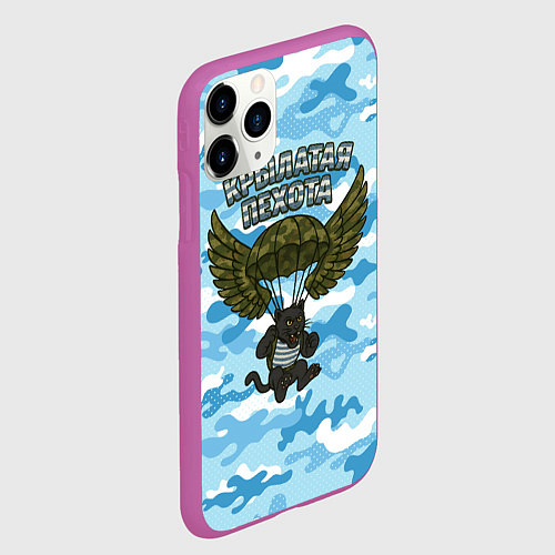 Чехол iPhone 11 Pro матовый Крылатая пехота - пантера / 3D-Фиолетовый – фото 2