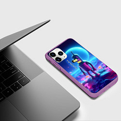 Чехол iPhone 11 Pro матовый Bender bending robot on the neon mushrooms planet, цвет: 3D-фиолетовый — фото 2