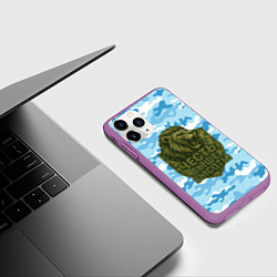 Чехол iPhone 11 Pro матовый Честь выше высоты ВДВ, цвет: 3D-фиолетовый — фото 2