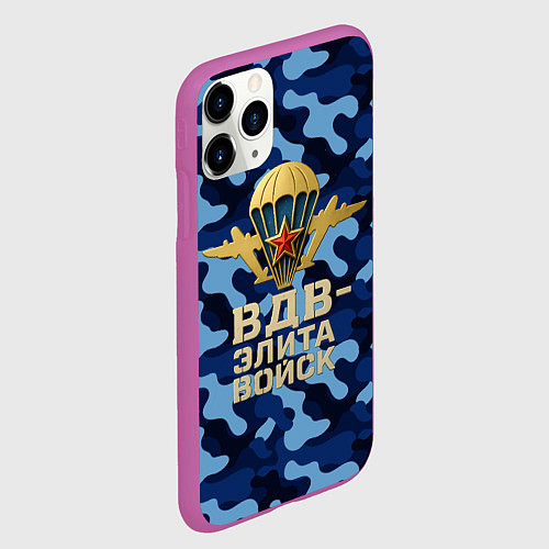 Чехол iPhone 11 Pro матовый ВДВ элита войск - камуфляж / 3D-Фиолетовый – фото 2