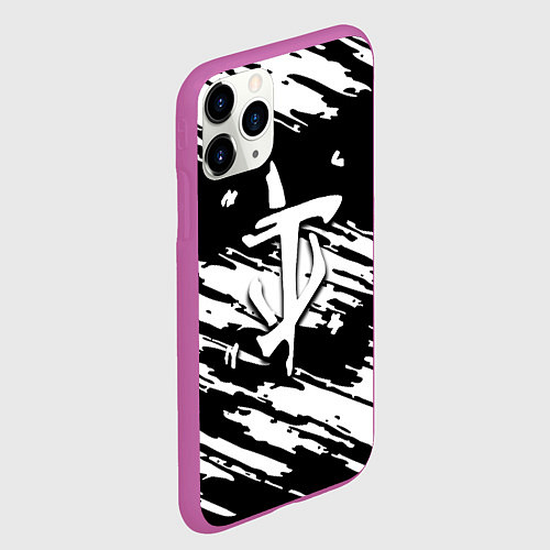 Чехол iPhone 11 Pro матовый Doom краски полосы / 3D-Фиолетовый – фото 2