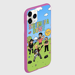 Чехол iPhone 11 Pro матовый System of a Down, мультяшный, цвет: 3D-фиолетовый — фото 2