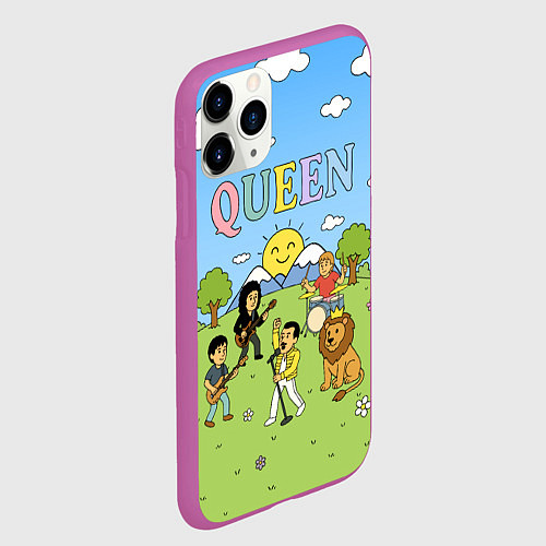 Чехол iPhone 11 Pro матовый Queen мультяшный стиль на поляне / 3D-Фиолетовый – фото 2
