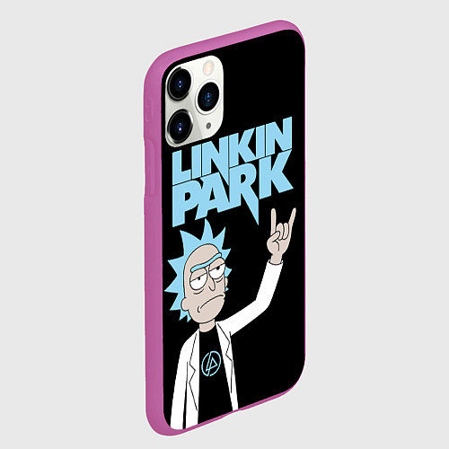 Чехол iPhone 11 Pro матовый Linkin Park и Рик Санчес из Рик и Морти / 3D-Фиолетовый – фото 2