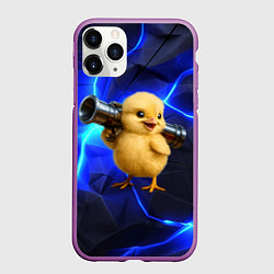 Чехол iPhone 11 Pro матовый Цыпленок с базукой, цвет: 3D-фиолетовый