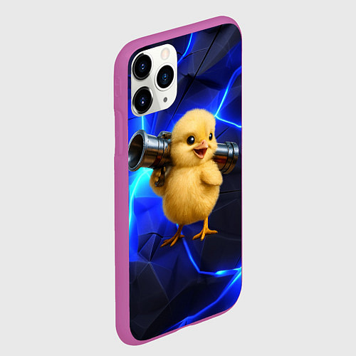 Чехол iPhone 11 Pro матовый Цыпленок с базукой / 3D-Фиолетовый – фото 2