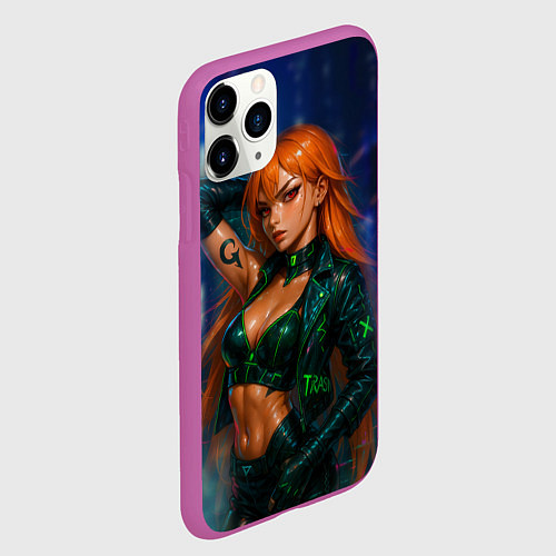 Чехол iPhone 11 Pro матовый Нами киберпанк реализм / 3D-Фиолетовый – фото 2