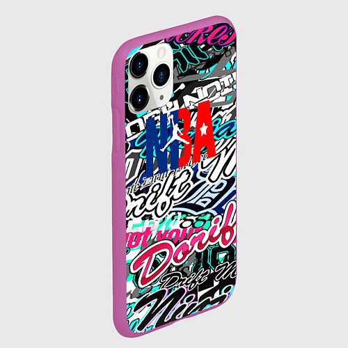Чехол iPhone 11 Pro матовый NBA надписи текстура / 3D-Фиолетовый – фото 2