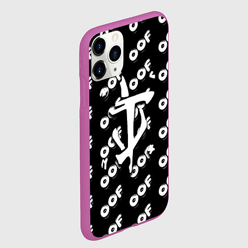 Чехол iPhone 11 Pro матовый Doom off black / 3D-Фиолетовый – фото 2