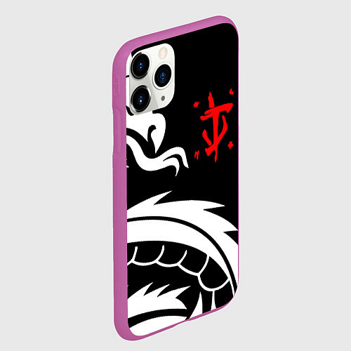 Чехол iPhone 11 Pro матовый Doom dragon steel / 3D-Фиолетовый – фото 2
