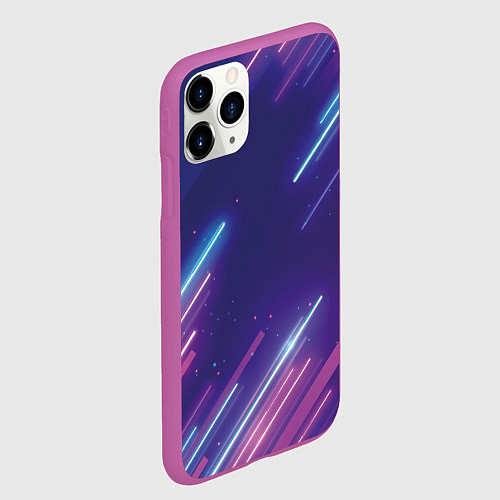 Чехол iPhone 11 Pro матовый Абстракция бело синие красные полосы / 3D-Фиолетовый – фото 2